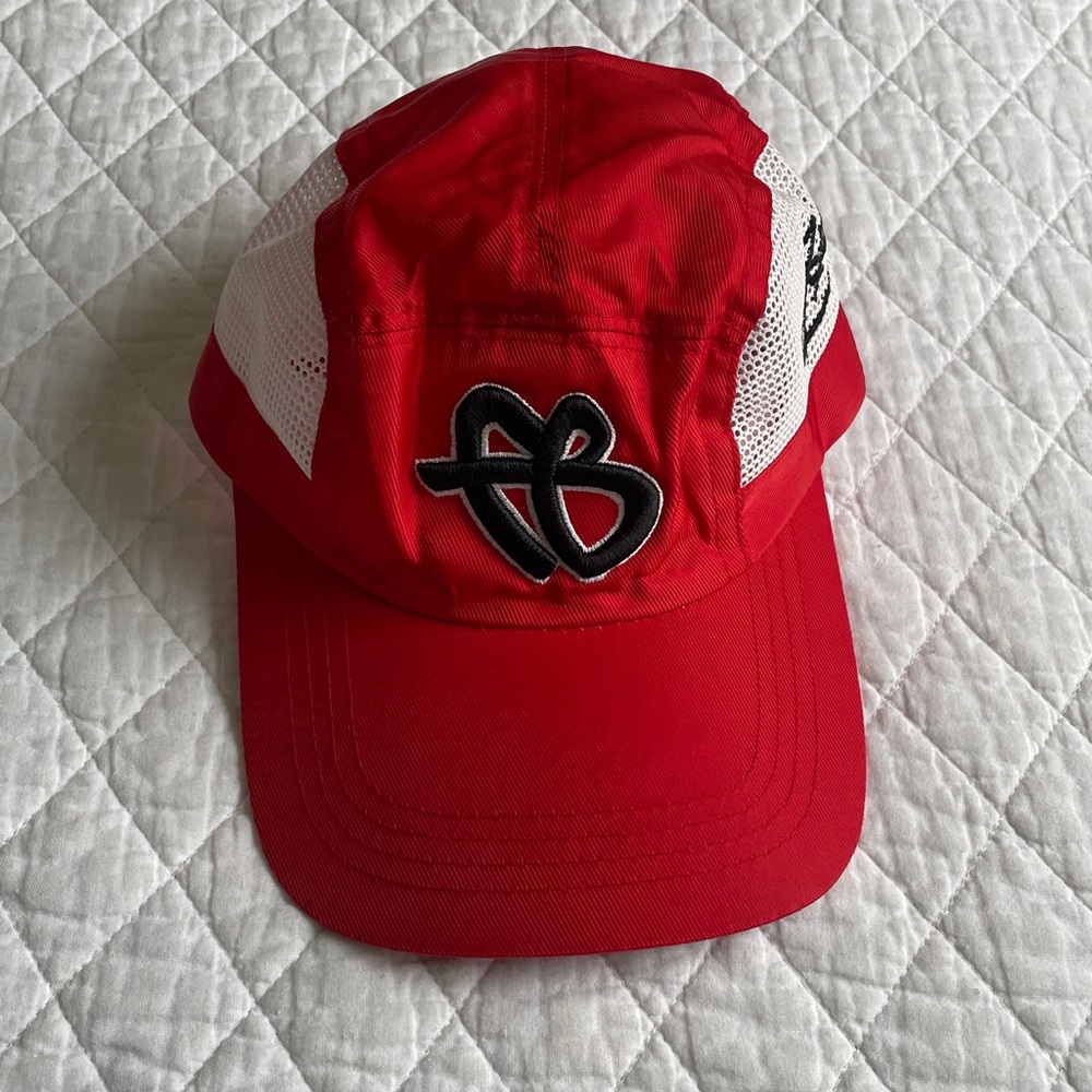 FB Red Mesh Baseball Cap with Black & White Logo